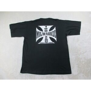 VINTAGE Milwaukee Shirt Mens Extra Large Black Skull 100‎ Years Motorcycle 2003*